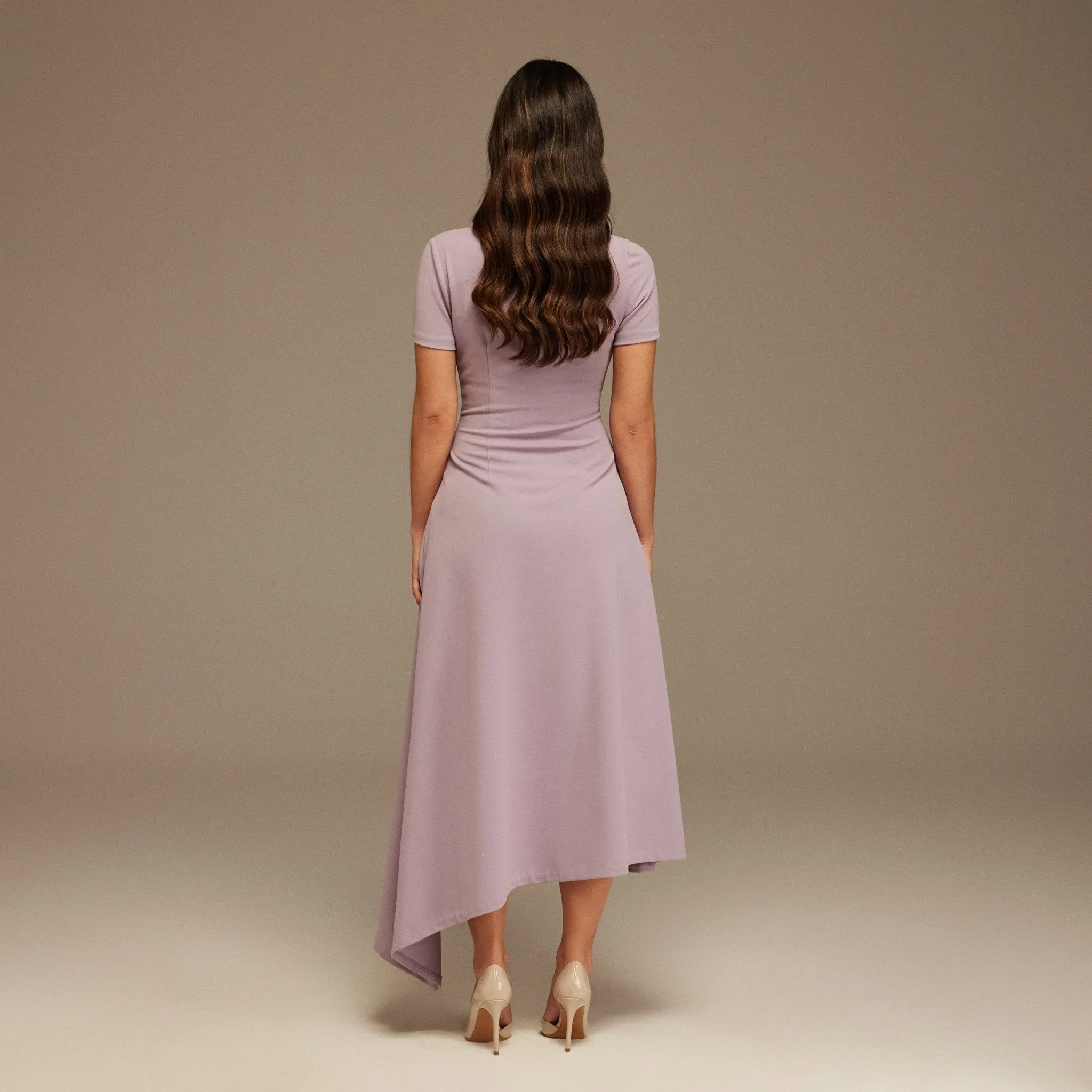 Lilac one-shoulder asymmetric Midi Dress