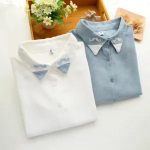 Long Sleeve Blouse Solid color Turn Down Collar Shirt Ladies Blouses Womens Tops Fashion