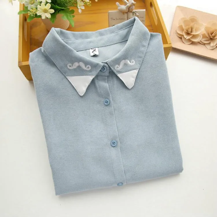 Long Sleeve Blouse Solid color Turn Down Collar Shirt Ladies Blouses Womens Tops Fashion