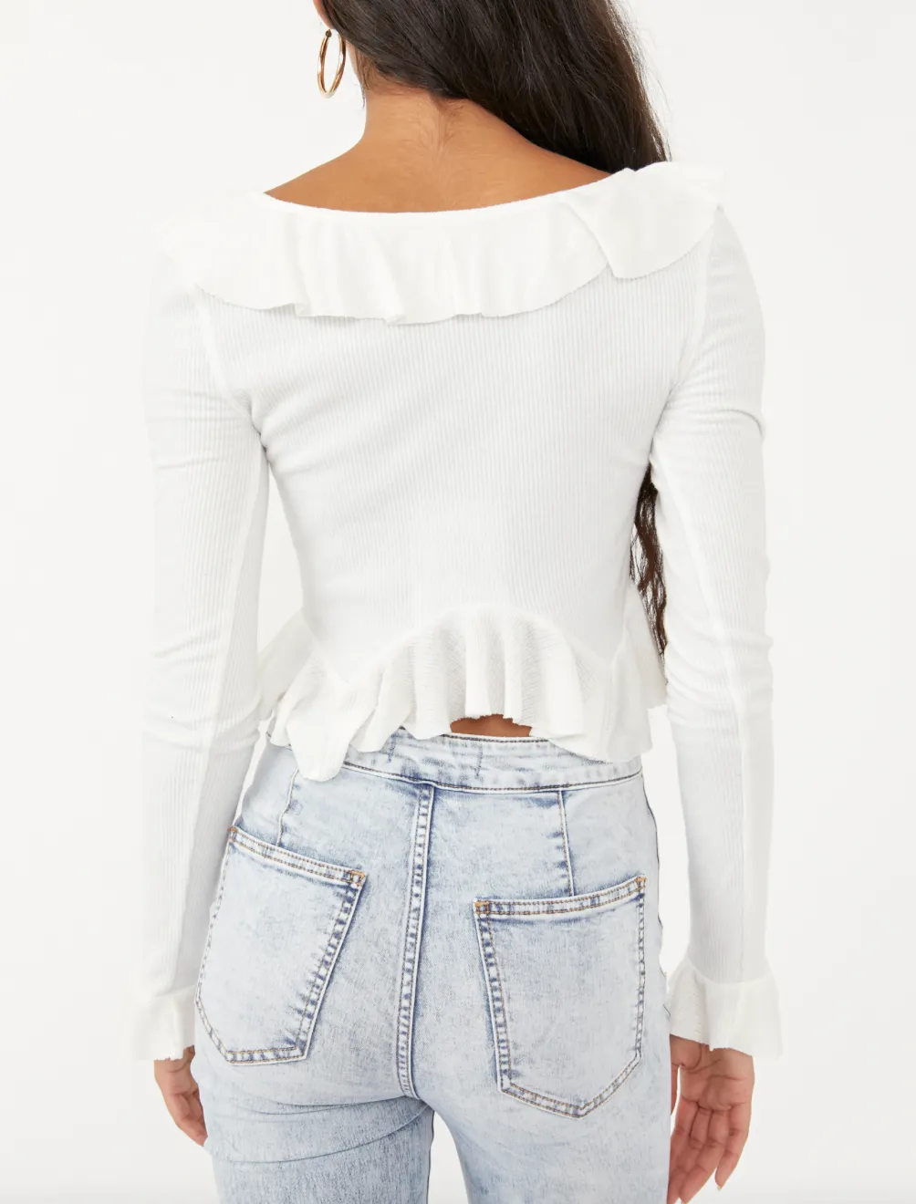 Long Sleeve Ribbed Bell Sleeve Top