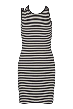 Ludmilla Asymmetric Dress - Whisper White/Black