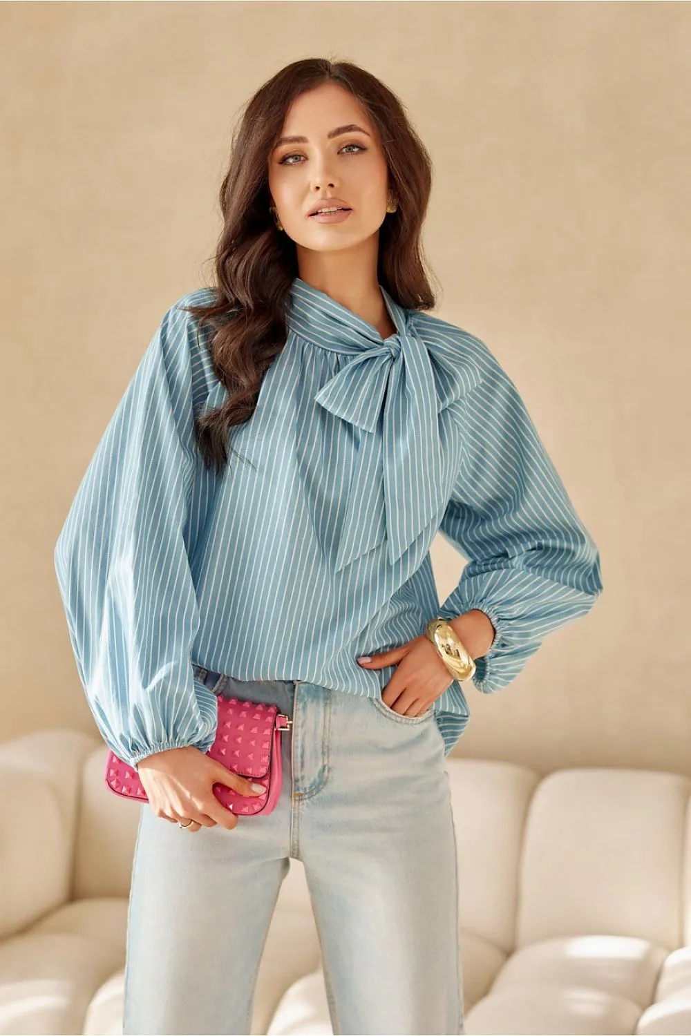Luxe Lace-Trim Puff Sleeve Blouse