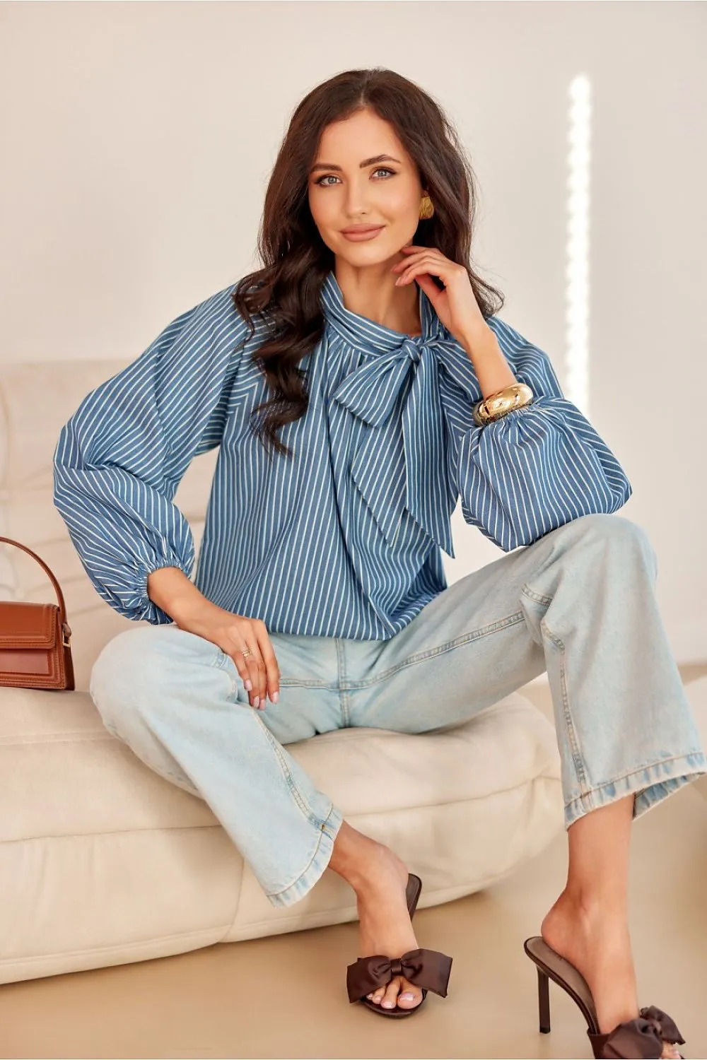 Luxe Lace-Trim Puff Sleeve Blouse
