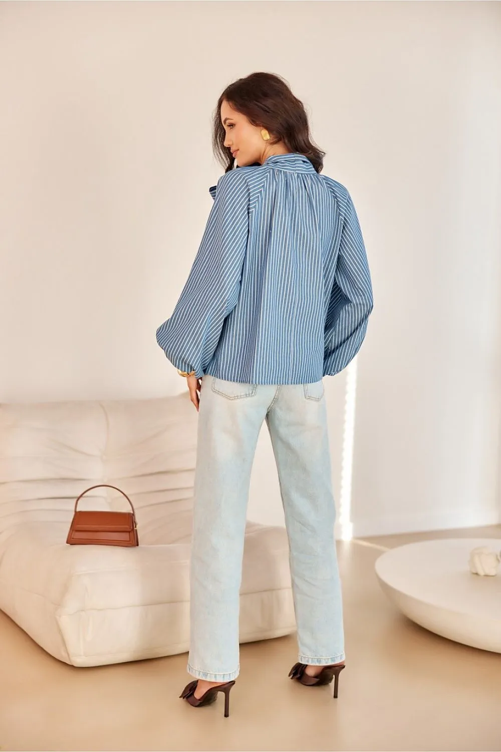Luxe Lace-Trim Puff Sleeve Blouse