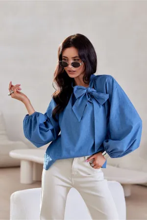 Luxe Lace-Trim Puff Sleeve Blouse