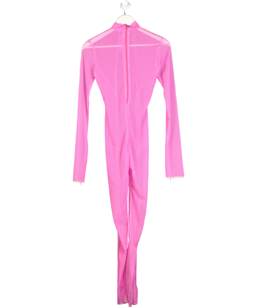 Mah-Jing Wong Pink Mesh Jumpsuit UK XS/S