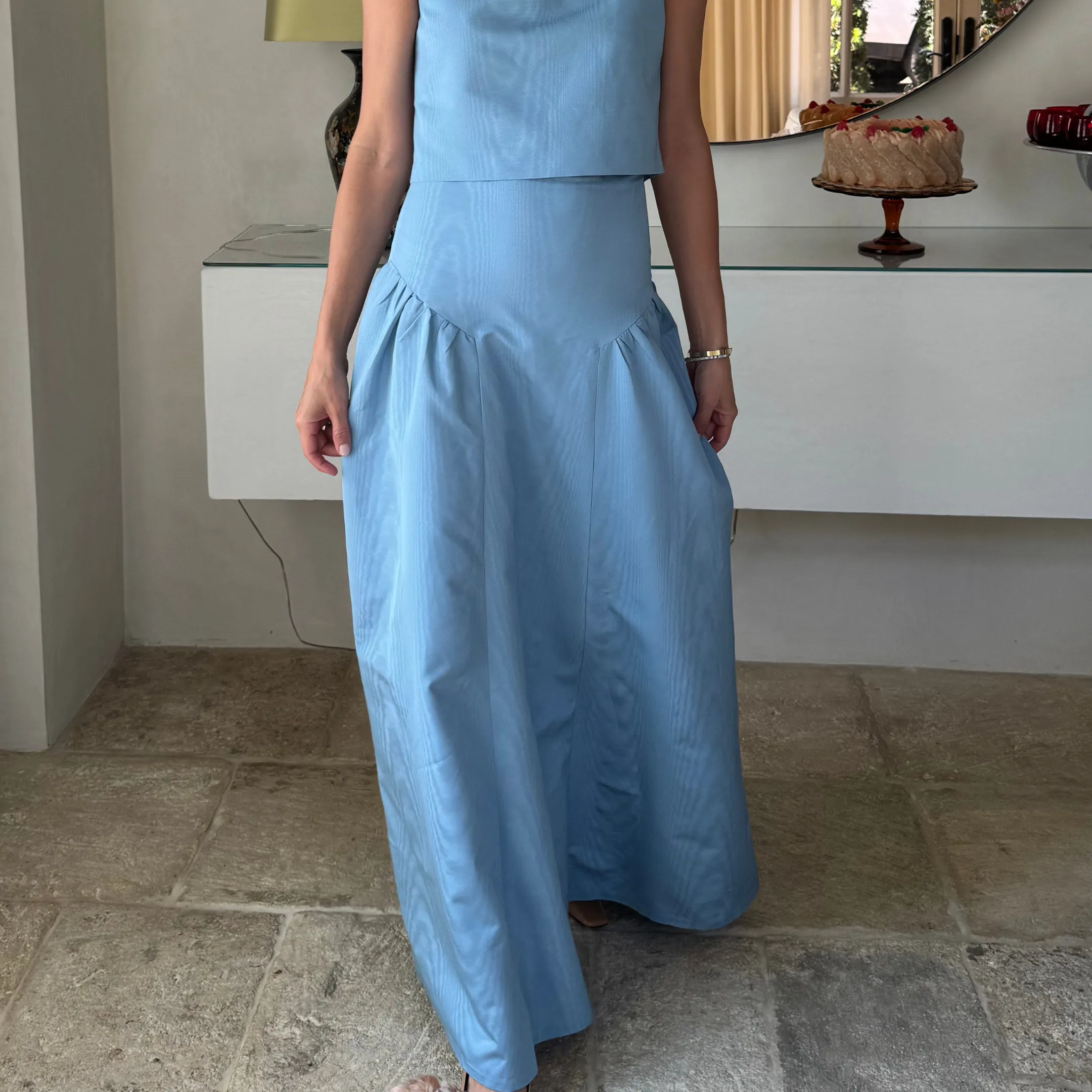 MASON by MASON'S DAUGHTER | Sloane Skirt, Hydrangea Blue Silk Moire