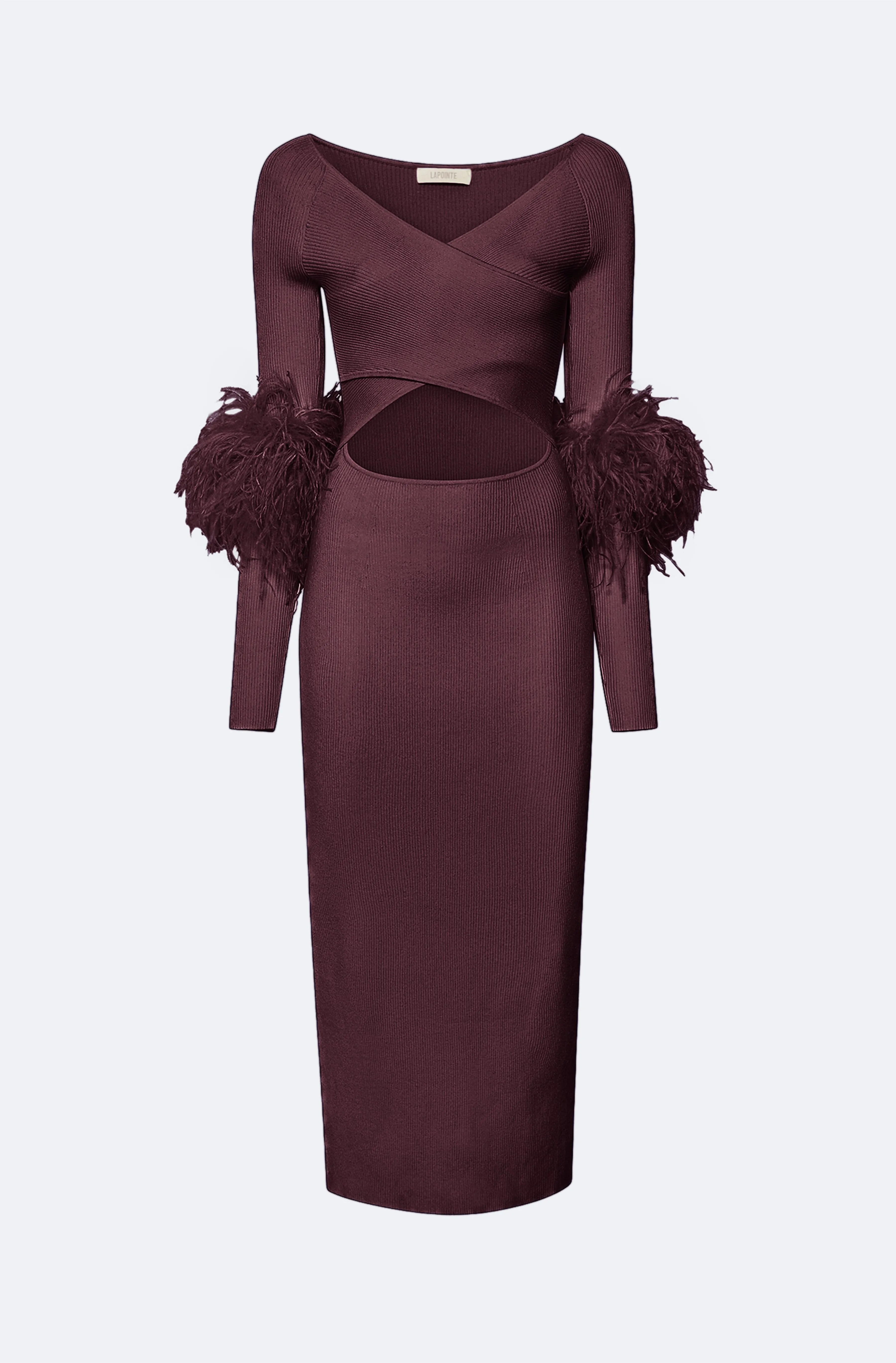 Matte Viscose Cross Front Dress With Feathers