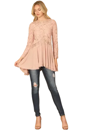 Mauve Lace Tassel Sleeve Top - Pack of 6
