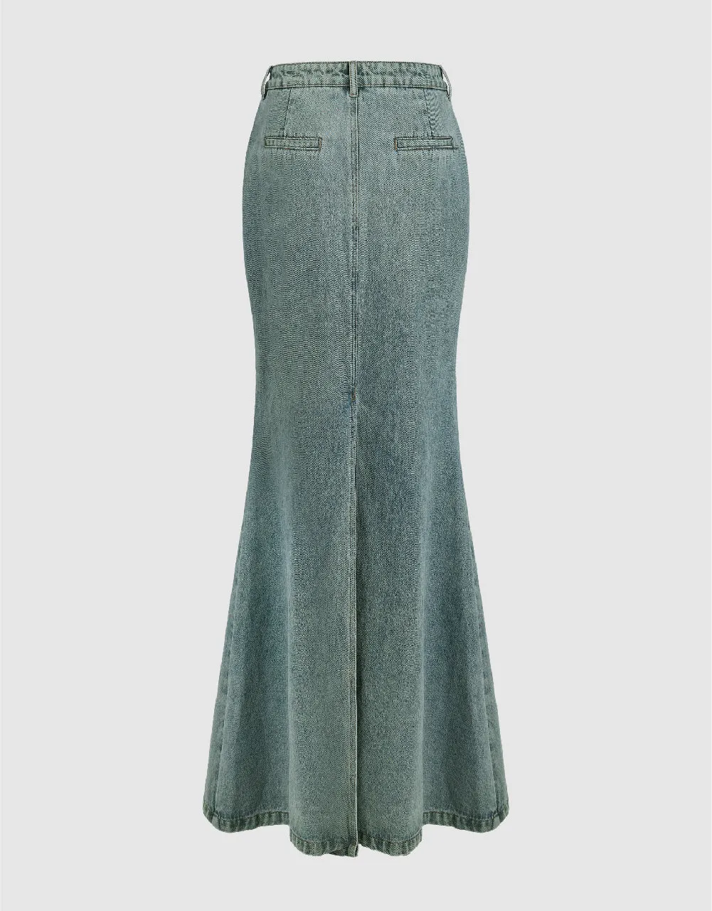 Maxi Fishtail Denim Skirt