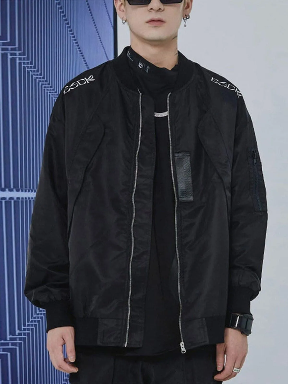 Metallic Light Hidden Zipper Pocket Jacket