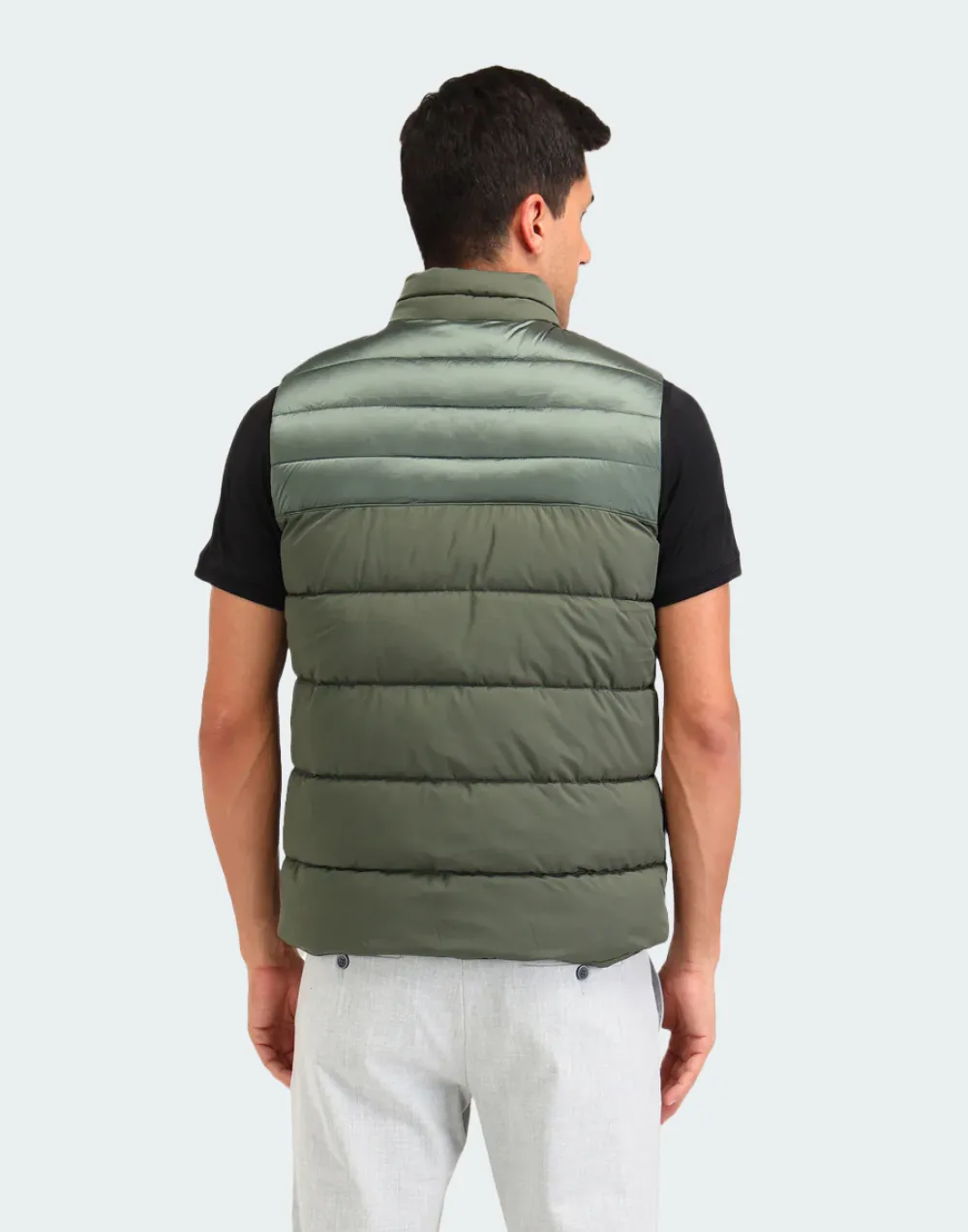 Metallic Olive Colour blocked Regular Fit Jacket