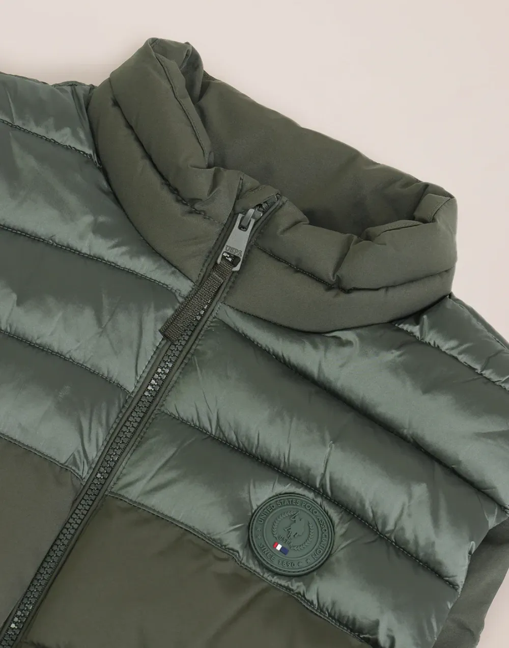 Metallic Olive Colour blocked Regular Fit Jacket