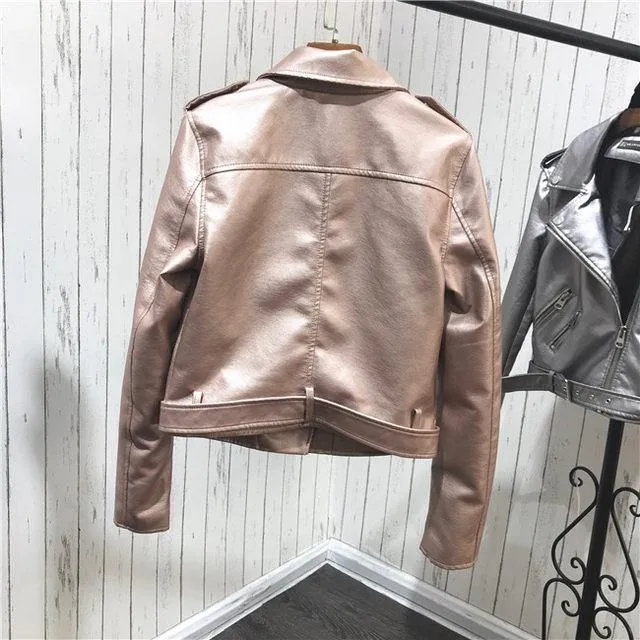 Metallic PU leather Jackets
