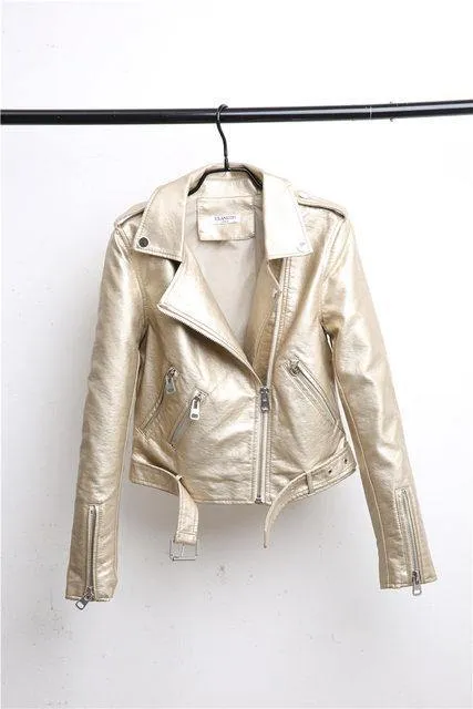 Metallic PU leather Jackets