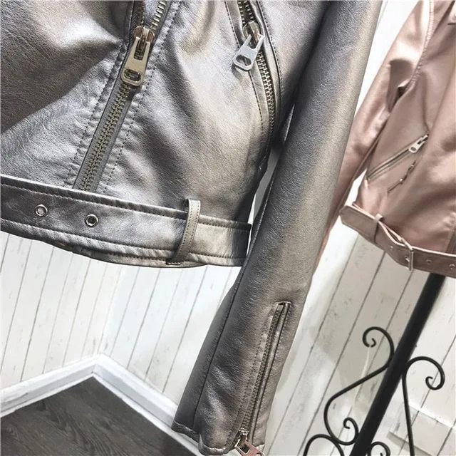 Metallic PU leather Jackets