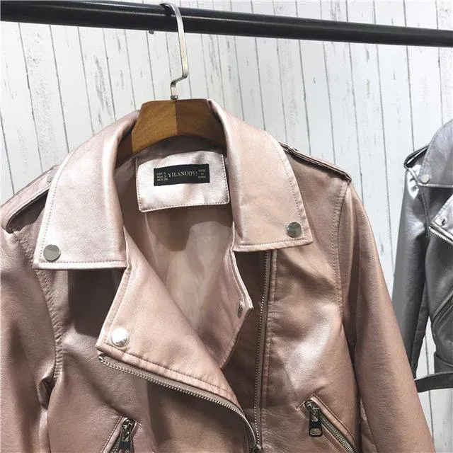 Metallic PU leather Jackets