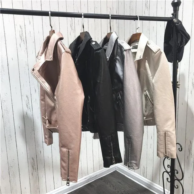 Metallic PU leather Jackets