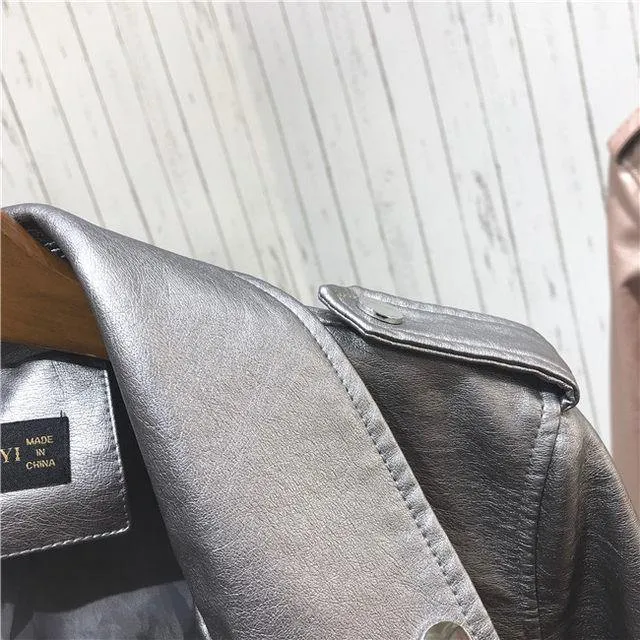 Metallic PU leather Jackets