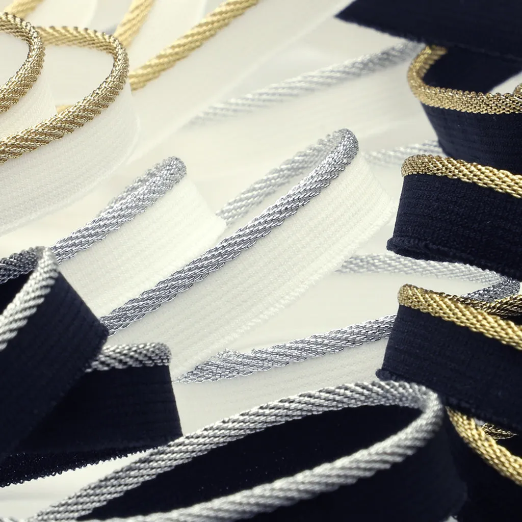 Metallic Stretch Piping #2 White & Gold