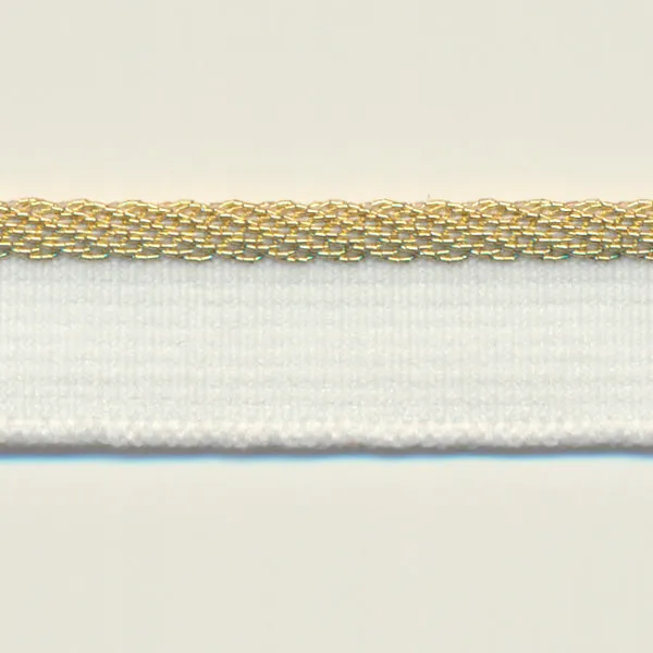 Metallic Stretch Piping #2 White & Gold