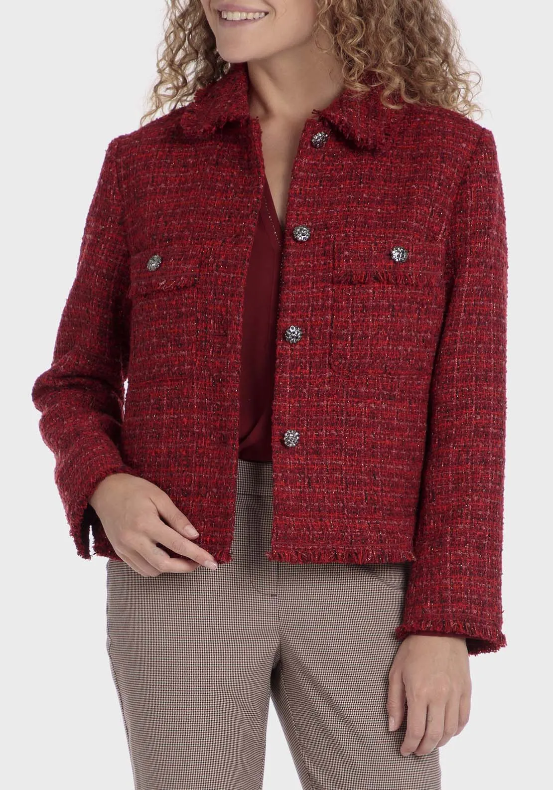 Metallic Thread Jacket - Garnet