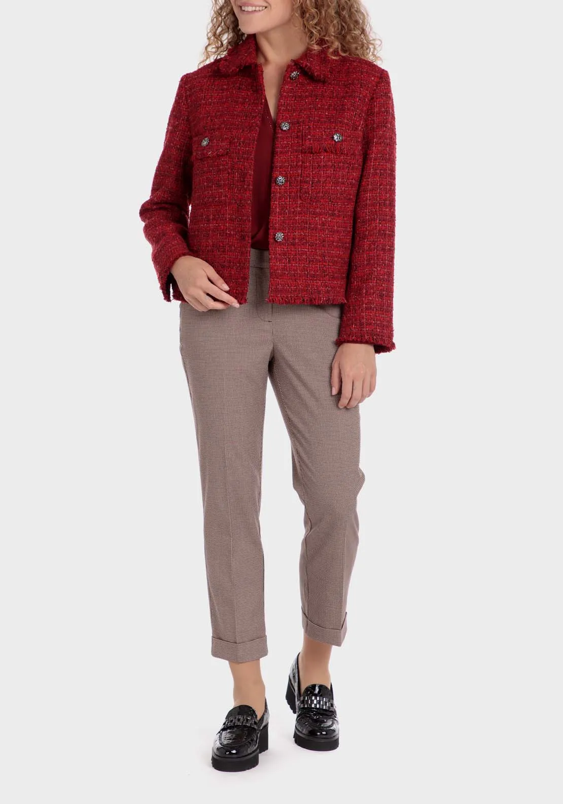 Metallic Thread Jacket - Garnet