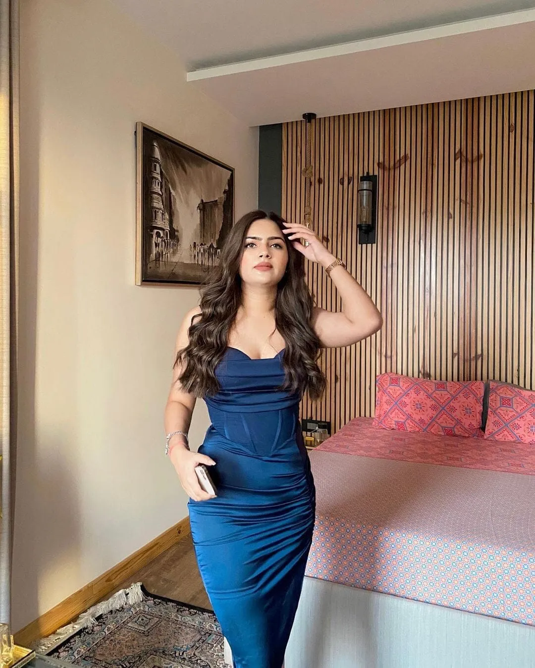 Middle of the night emerald green Asymmetric padded corset midi dress