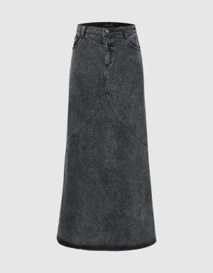 Midi Fishtail Denim Skirt