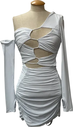 Mistress Rocks White Jersey Asymmetric Cutout Mini Dress UK S