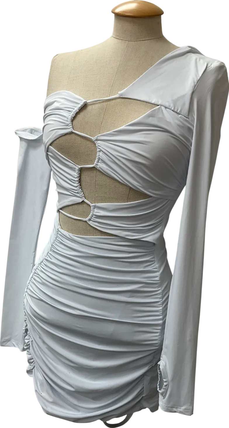 Mistress Rocks White Jersey Asymmetric Cutout Mini Dress UK S