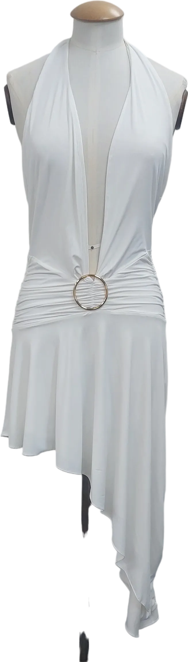 Mistress Rocks White Plunge Asymmetric Dress UK S