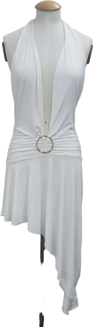 Mistress Rocks White Plunge Asymmetric Dress UK S