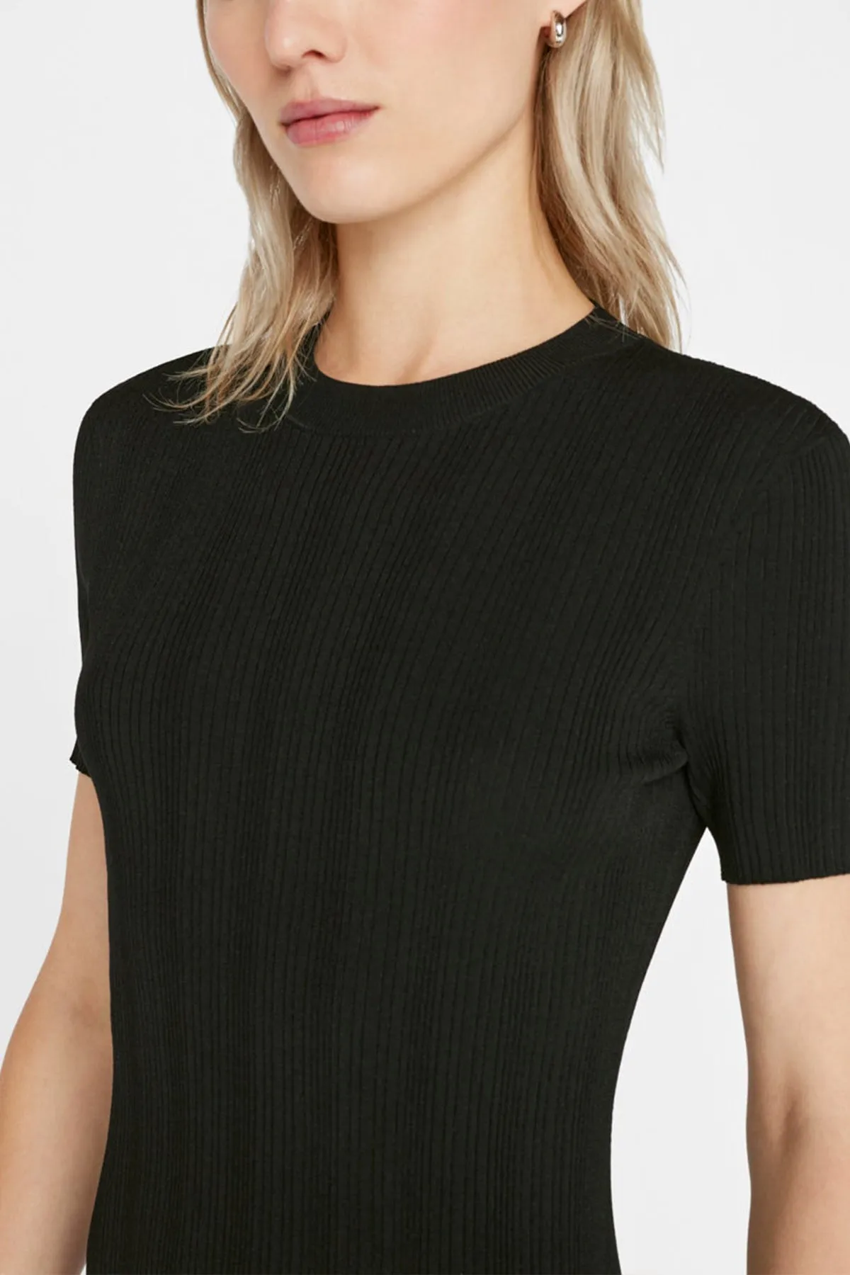 Mixed Rib Cutout Mini Dress in Noir