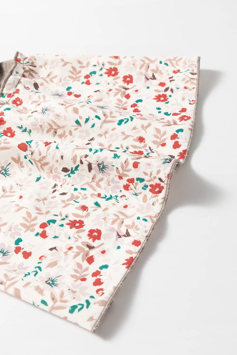 Molly Oversize Round Neck with Floral Print Detail in Taupe