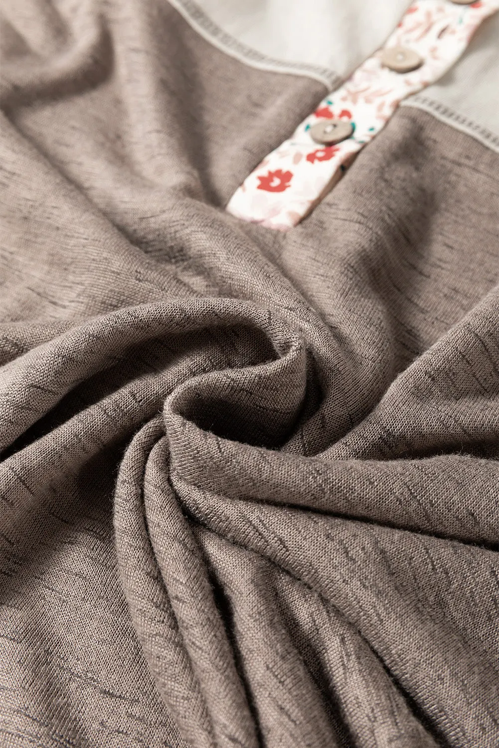 Molly Oversize Round Neck with Floral Print Detail in Taupe