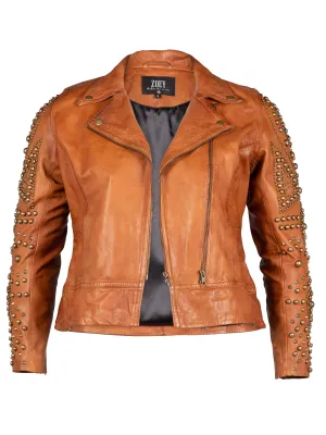 MOLLY STUDS JACKET - Cognac