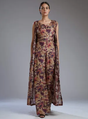 Multicolor Dabu Floral Crinkled Cape