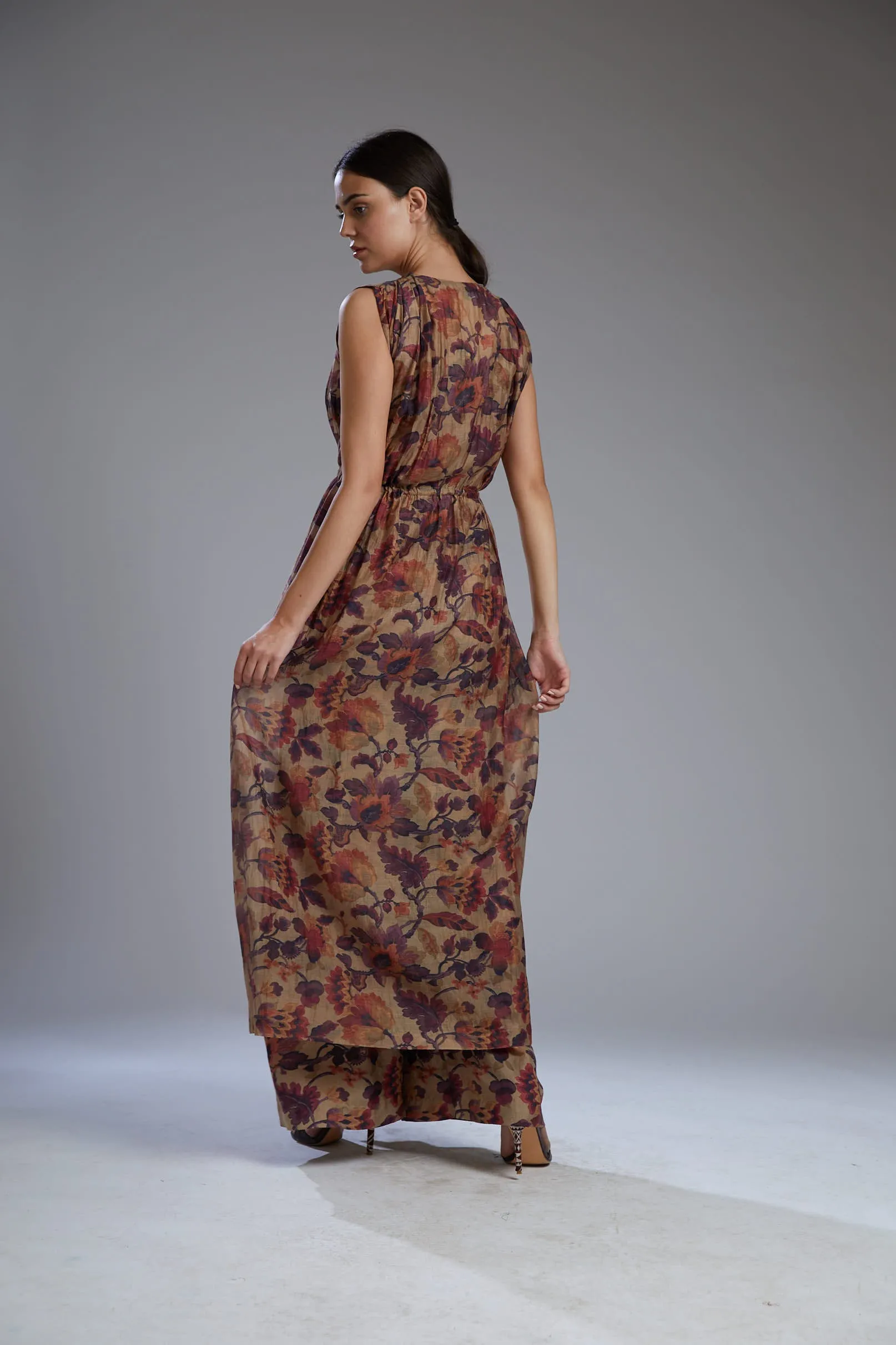 Multicolor Dabu Floral Crinkled Cape