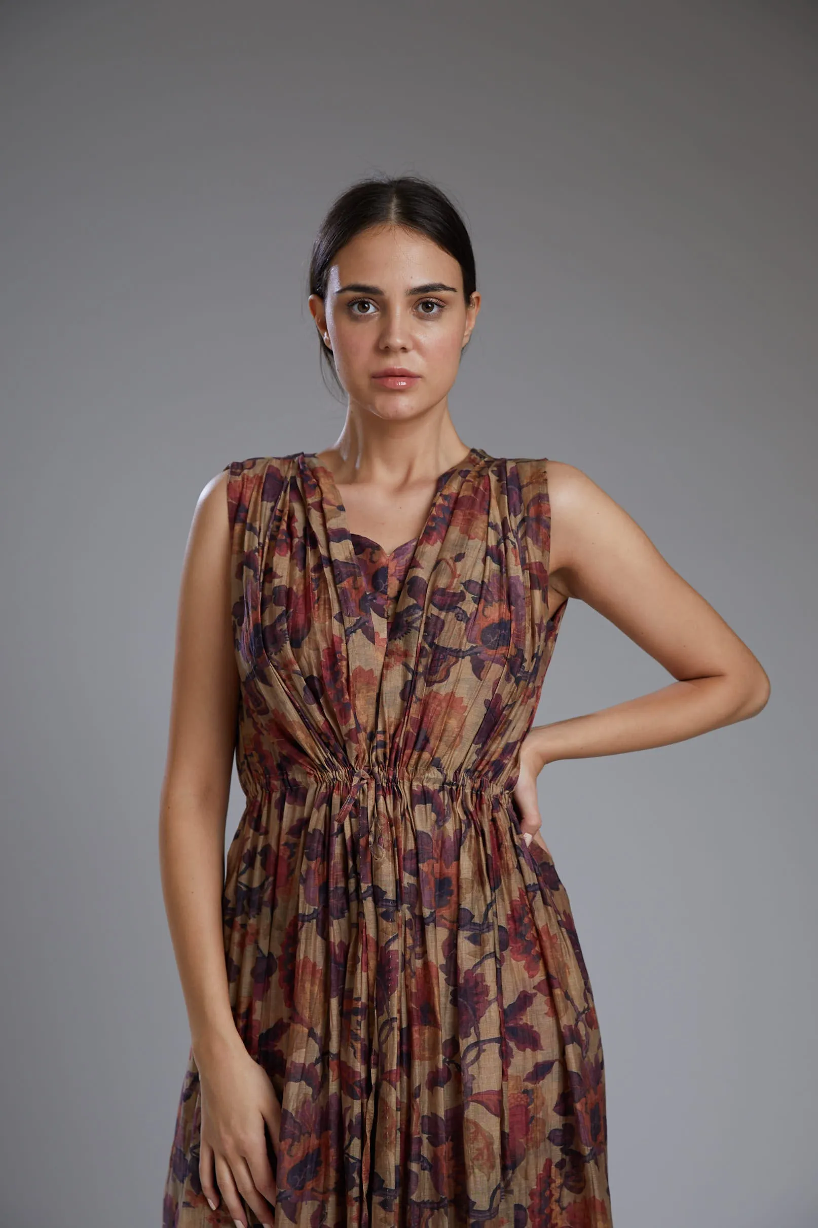 Multicolor Dabu Floral Crinkled Cape