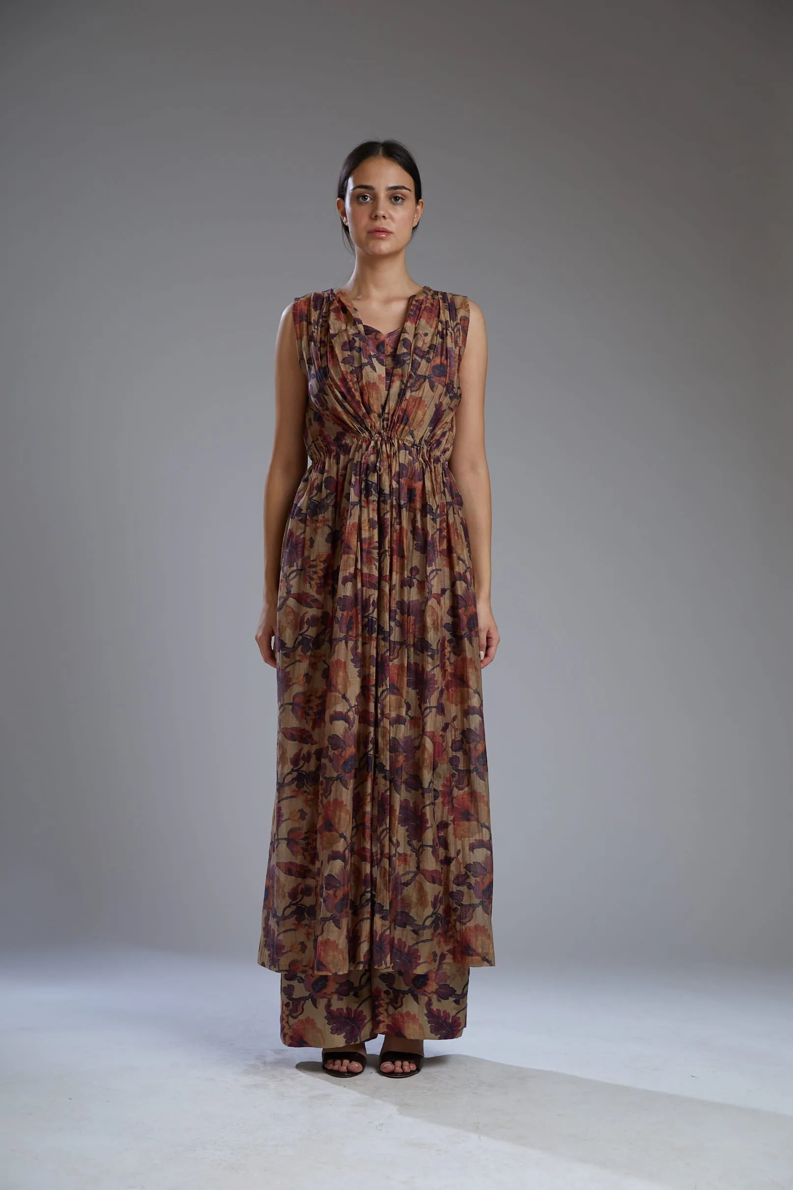 Multicolor Dabu Floral Crinkled Cape