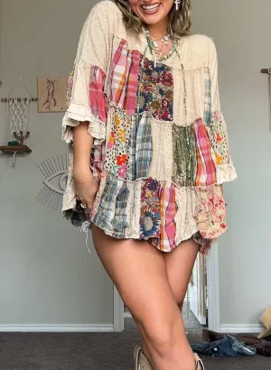 My Type Khaki Patchwork Top