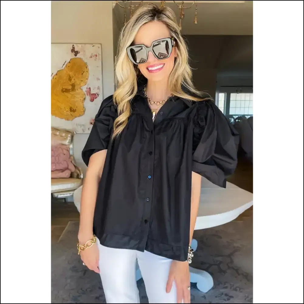 Needful Things Chic Black Ruched Puff Sleeve Wardrobe Wingman