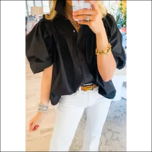 Needful Things Chic Black Ruched Puff Sleeve Wardrobe Wingman