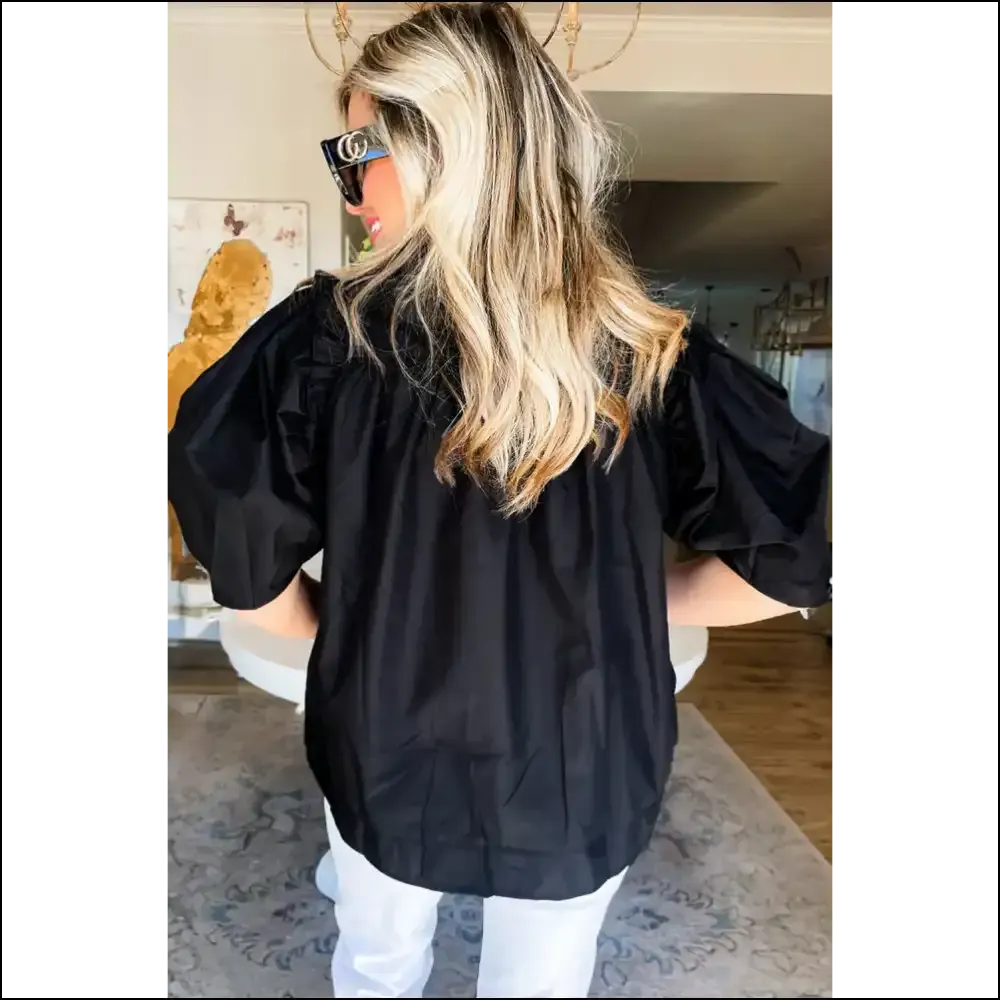 Needful Things Chic Black Ruched Puff Sleeve Wardrobe Wingman