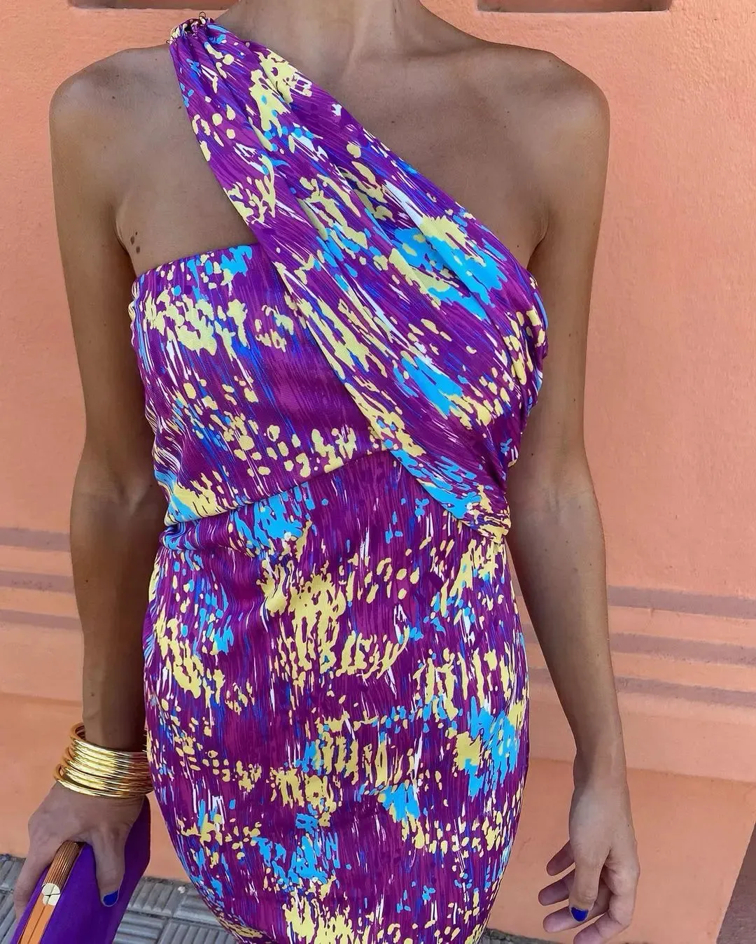 Oblique Shoulder Sleeveless Bodycon Long Dress New Fashion Asymmetric Backless Maxi Dress Party Clubwear
