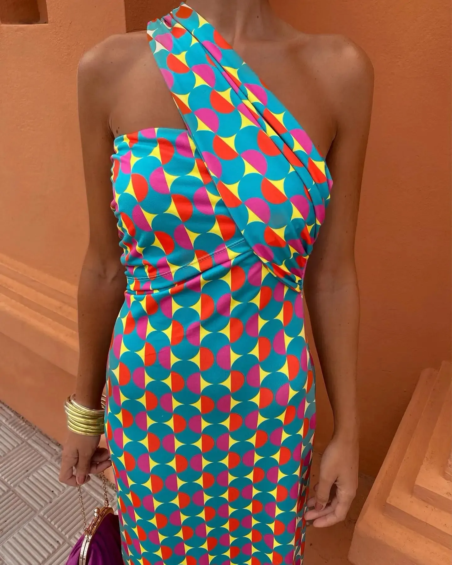 Oblique Shoulder Sleeveless Bodycon Long Dress New Fashion Asymmetric Backless Maxi Dress Party Clubwear