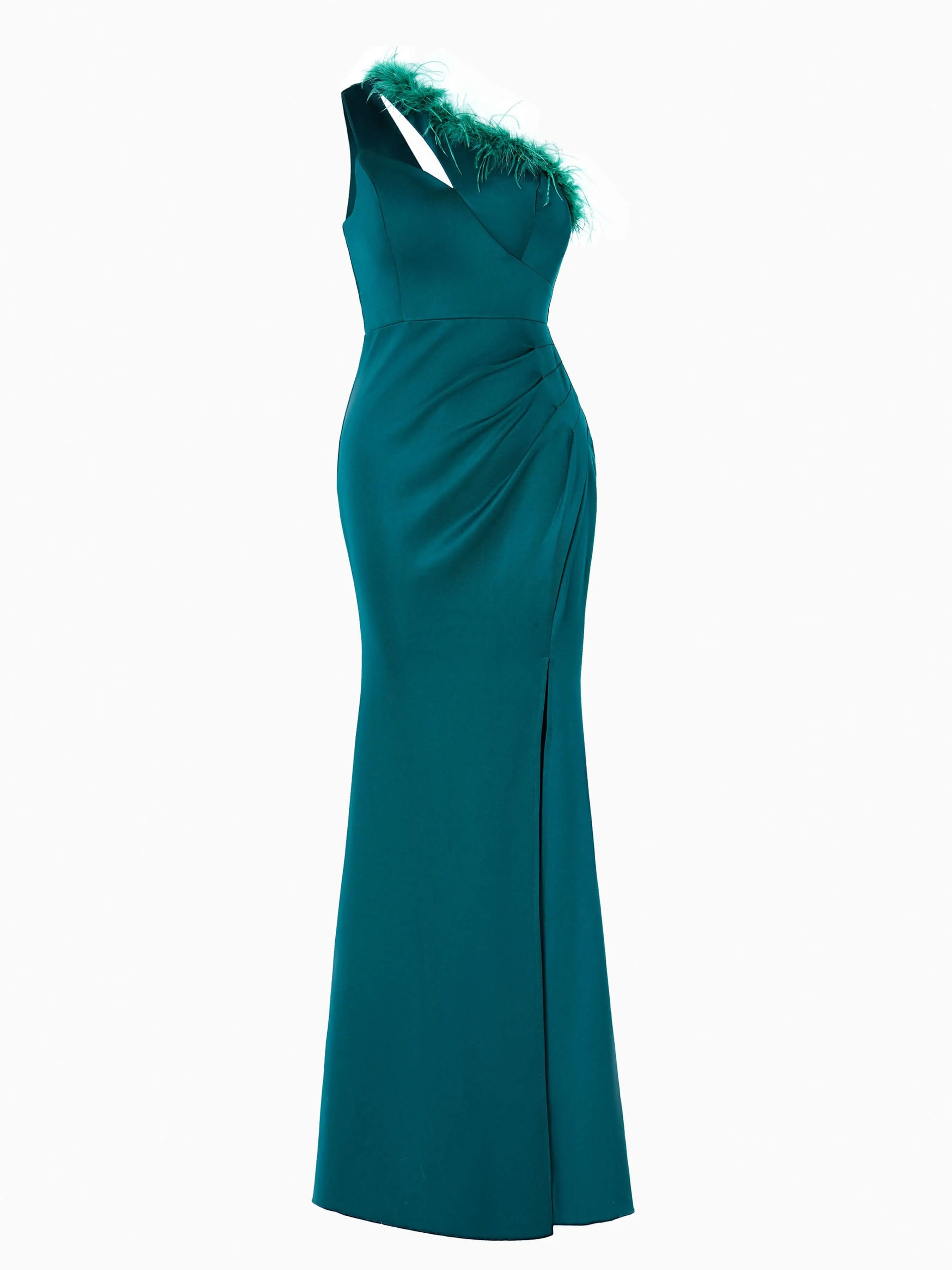 One Shoulder Feather Cutout Formal Dress GM90010