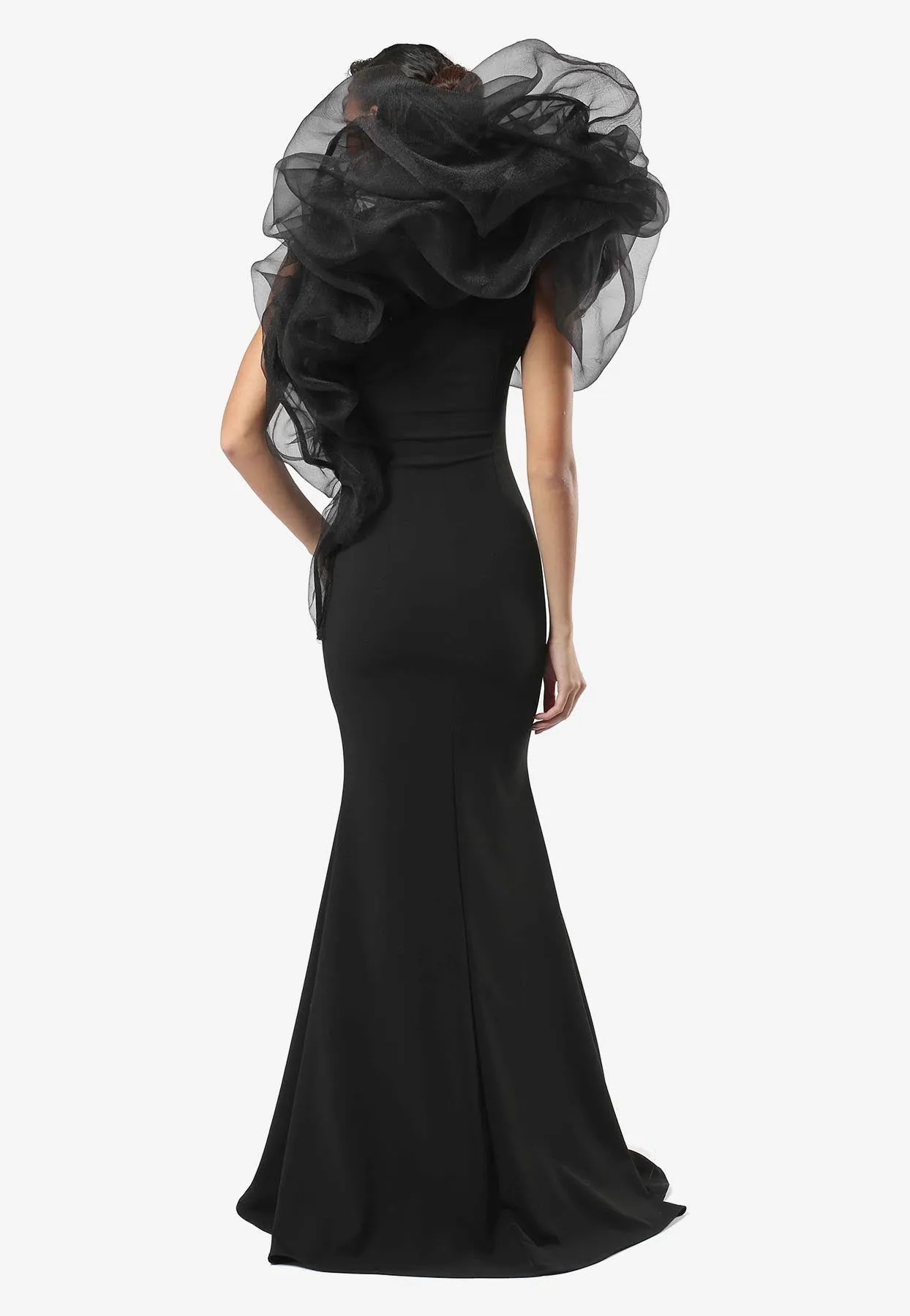 One-Shoulder Organza Maxi Dress