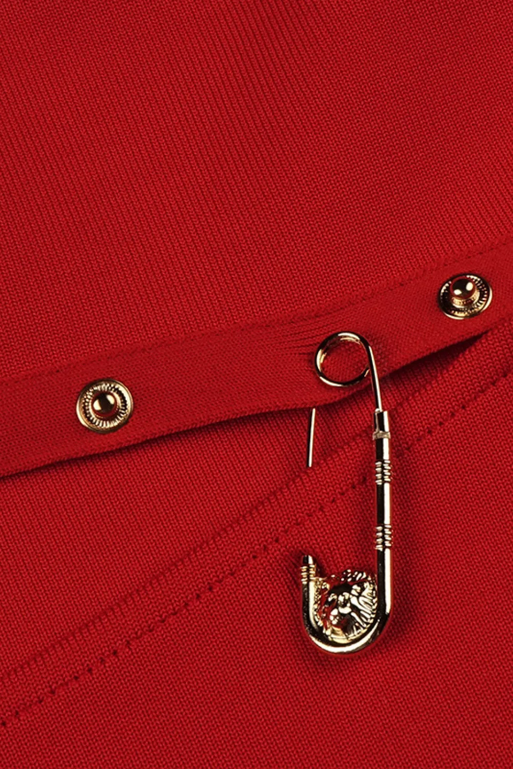 One Sleeve Pin Detail Slit Dress